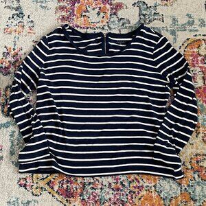 Dressbarn Preppy Navy and White Striped Top Shirt-XL